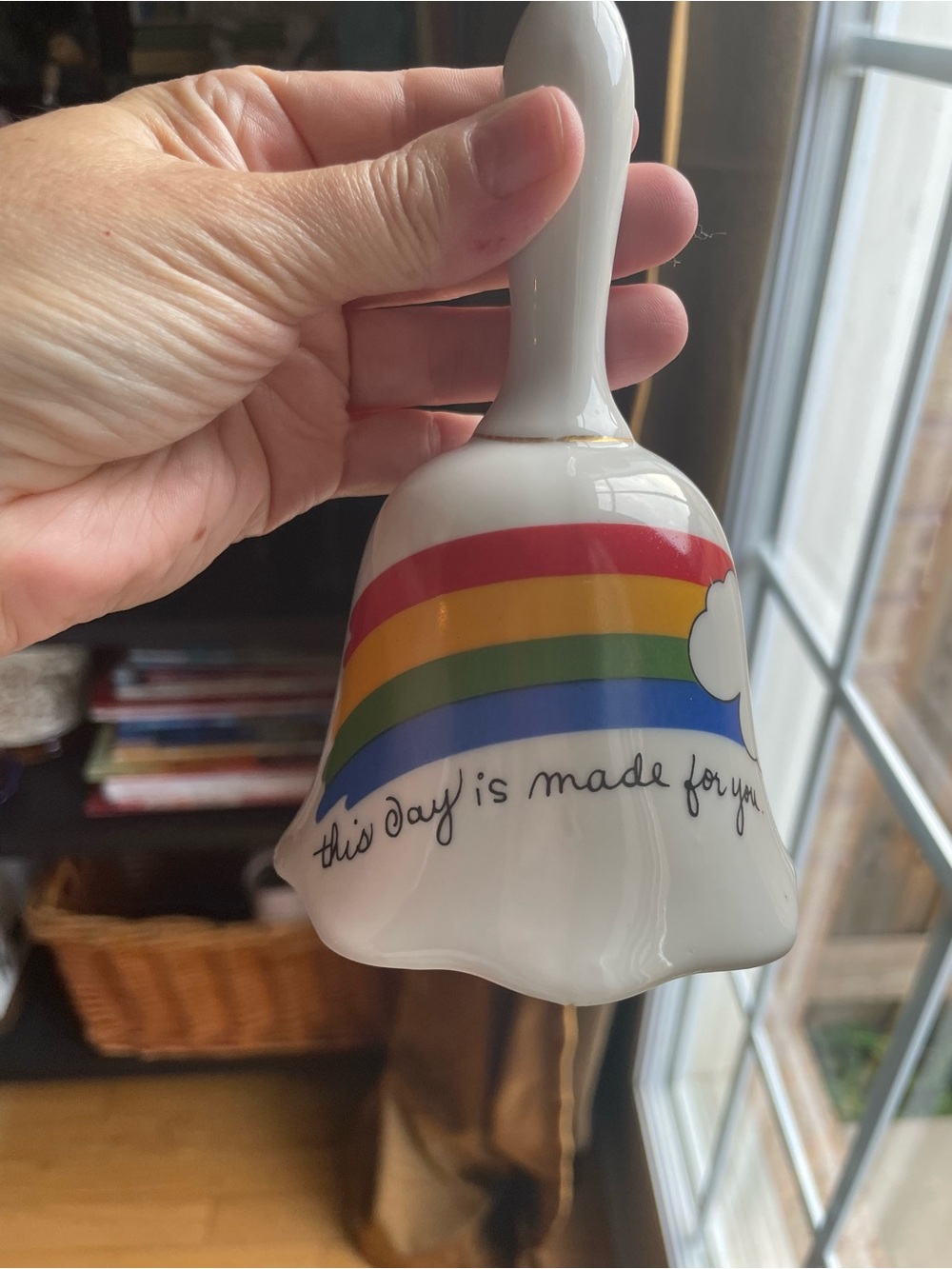 Porcelain Rainbow Hand Bell β "This Day Is Made For You"